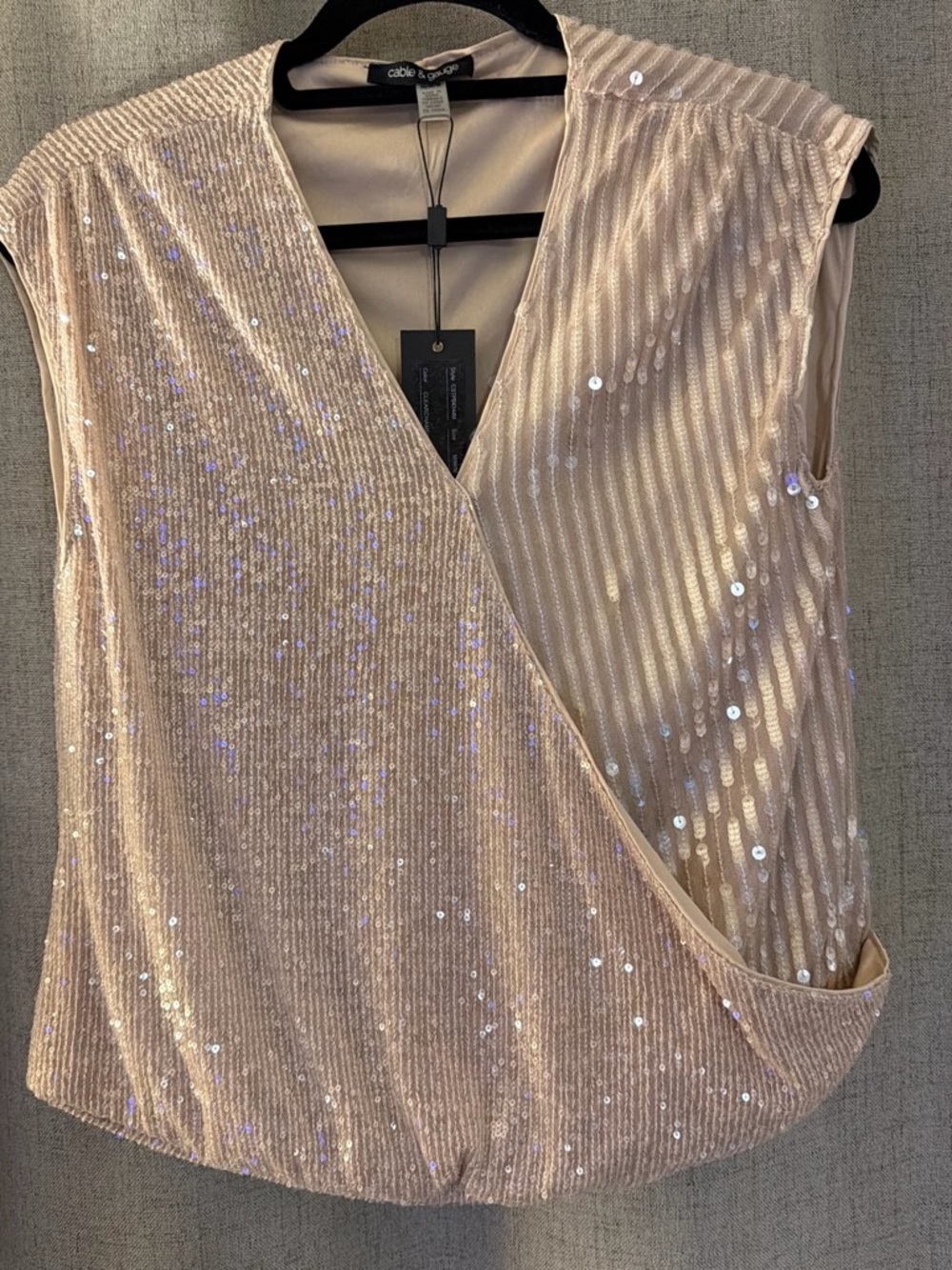 Cable & Gauge Brown Sequin Ribbed Top